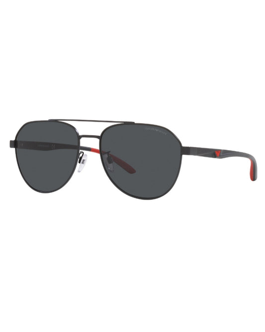 Emporio Armani Matte Black & Red Aviator Sunglasses|EA2129
