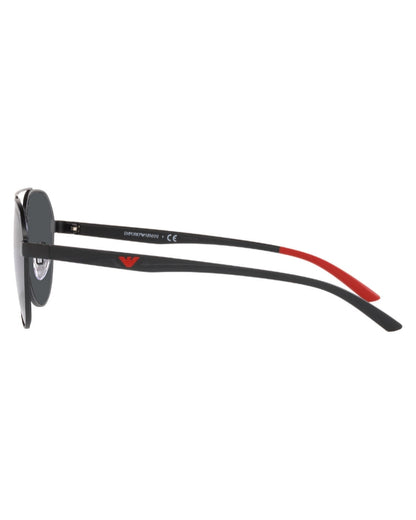 Emporio Armani Matte Black & Red Aviator Sunglasses|EA2129